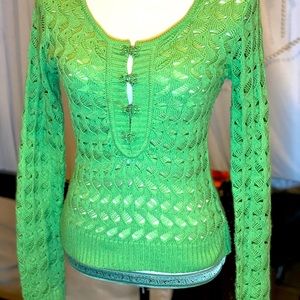 Fun knit day trip green sweater